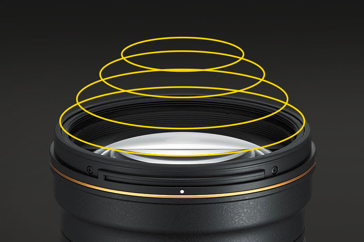A photo of a lens with concentric circles illustrated to demonstrate the Phase Fresnel's purpose