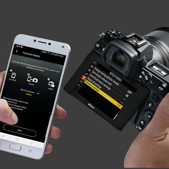 Upgrading camera firmware with smartphone