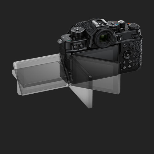 Photo of the Z f camera illustrating the articulating LCD screen