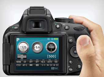 Image of the back of a camera, showing easy to use digital interface.