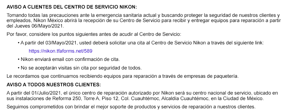 Servicio y Reparación Nikon